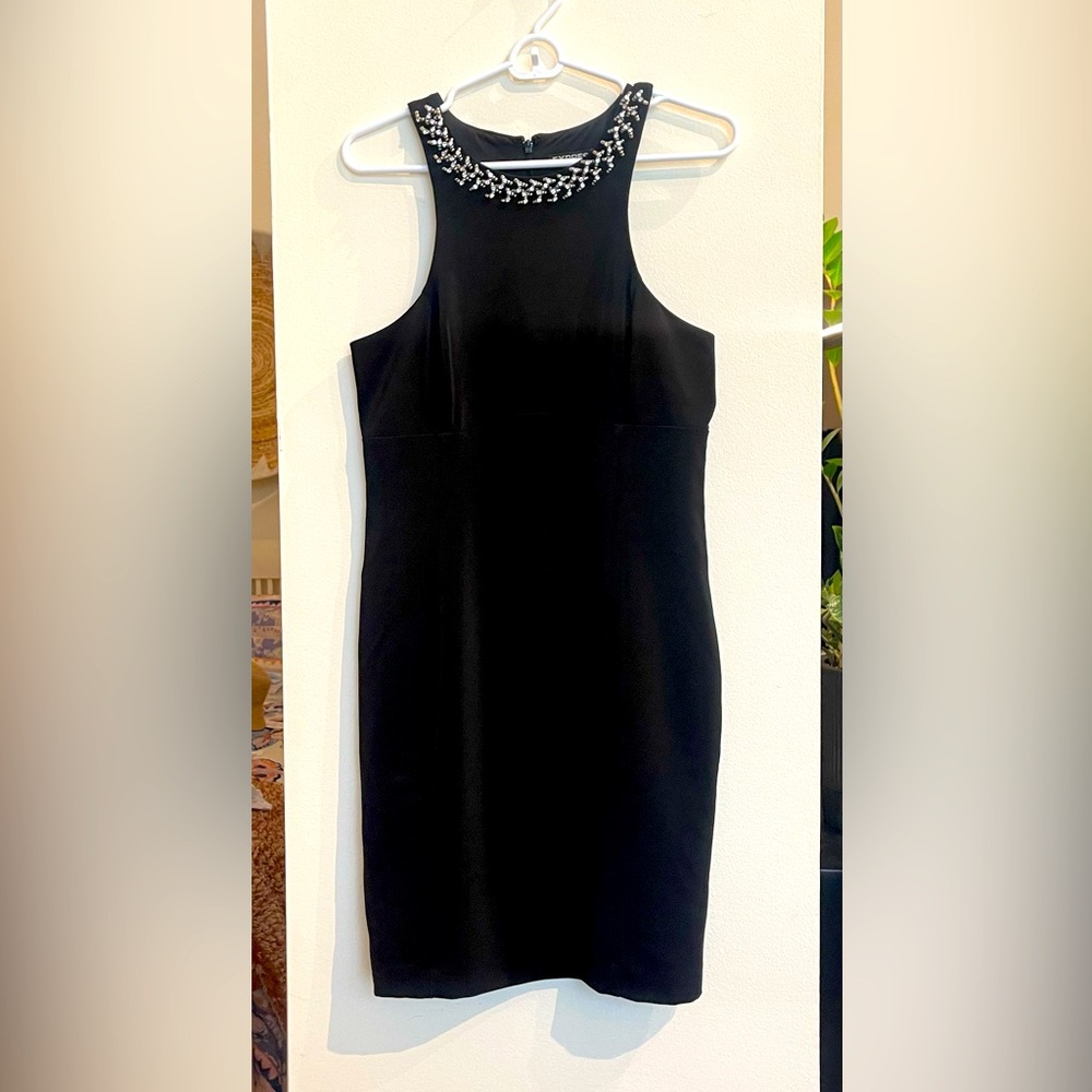 Express Sleeveless Dress with Rhinestone Neckline